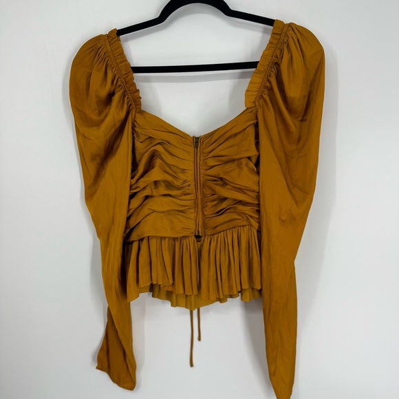 Ulla Johnson Mustard Yellow Ruched Blouse - Picture 3 of 12